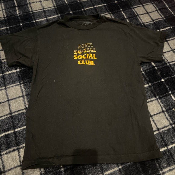 Anti Social Social Club black tshirt with fire details - Picture 1 of 3